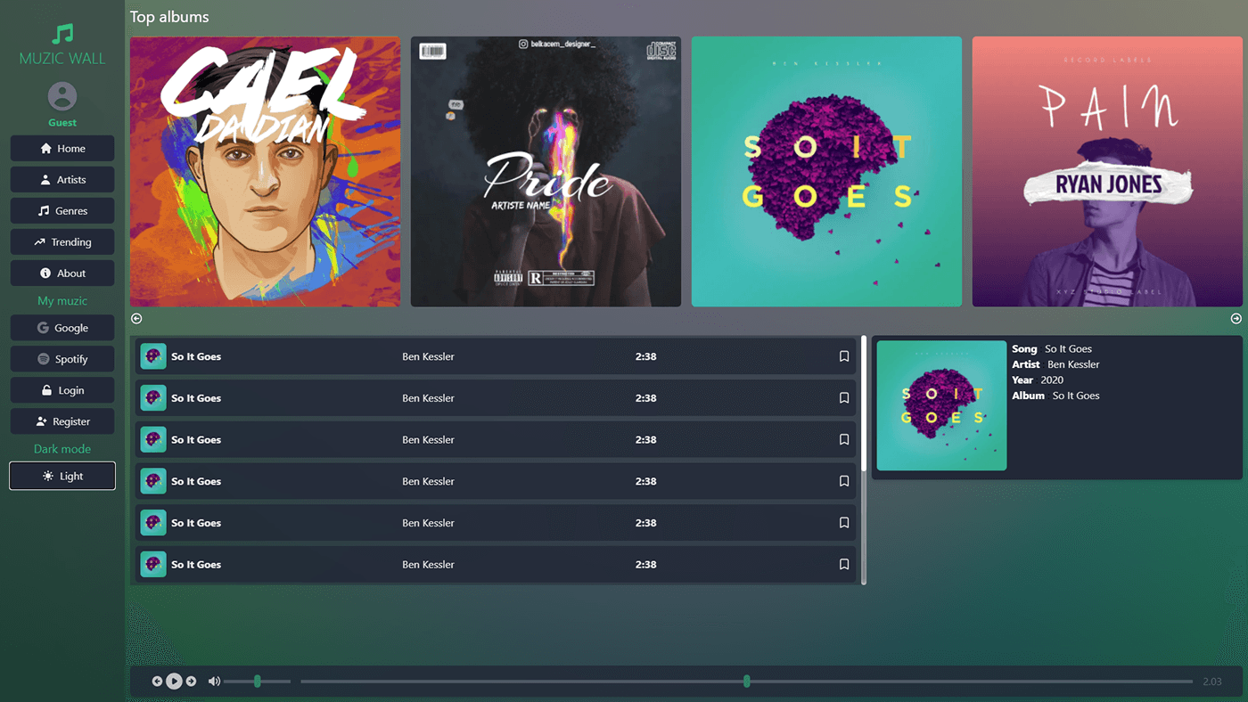 Music wall screenshot 2